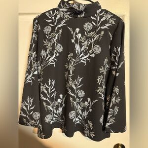 Floral Black and White Women's Top